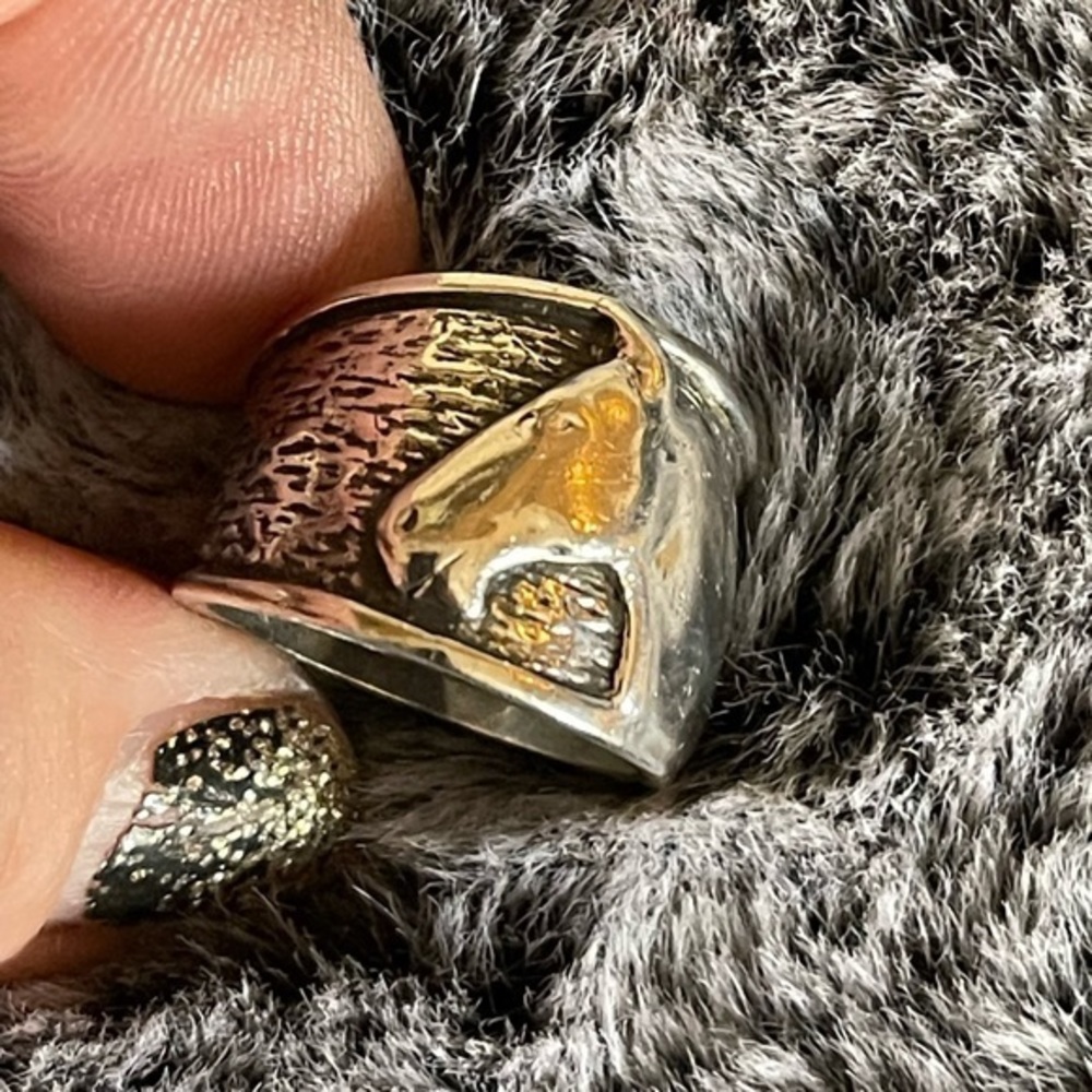 Ring Silpada Equestrian Horse Sample Demo Ring  Rare Sterling Silver Etched Band - Picture 5 of 5